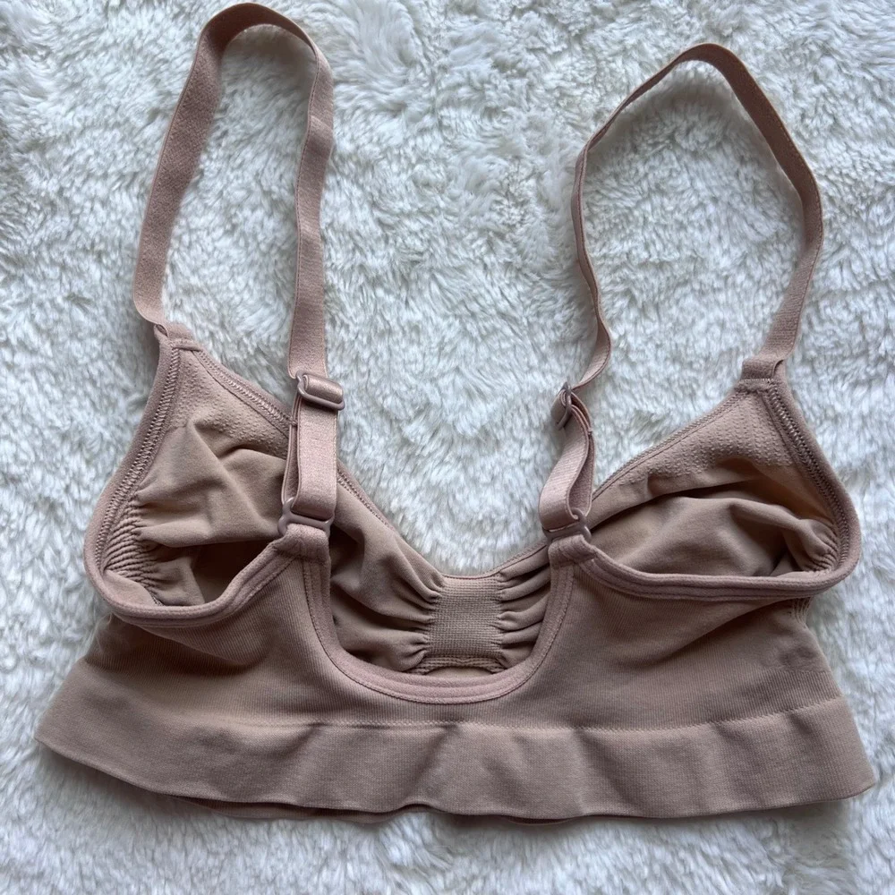 Skims Sculpting Bralette Clay‎ Tan Ruched Seamless Adjustable Straps Size Small